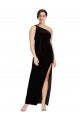 Outlet Noir Fourreau Velours Stretch Longue Formelles Robes demoiselle d'honneur / Robes de soirée / Robes de bal