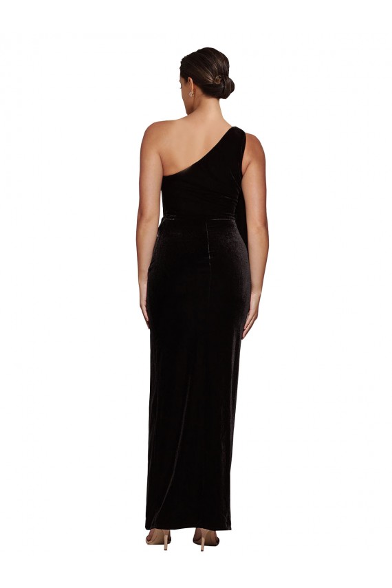 Outlet Noir Fourreau Velours Stretch Longue Formelles Robes demoiselle d'honneur / Robes de soirée / Robes de bal