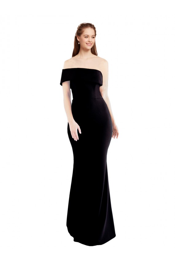 Outlet Noir Sirène Crêpe Stretch Longue Formelles Robes demoiselle d'honneur / Robes de soirée / Robes de bal