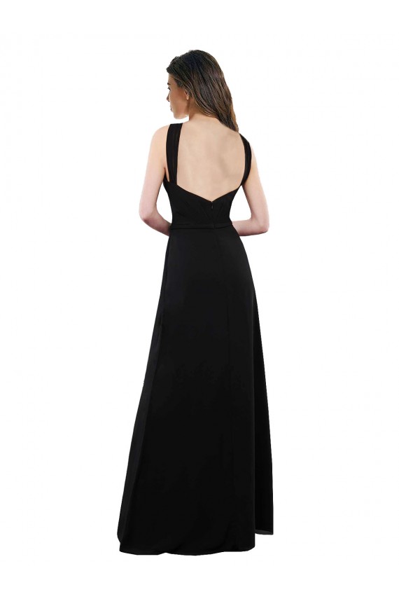 Outlet Noir Trapèze Licou Mousseline Longue Robes demoiselle d'honneur