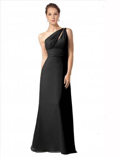 Outlet Noir Trapèze Mousseline Longue Robes demoiselle d'honneur