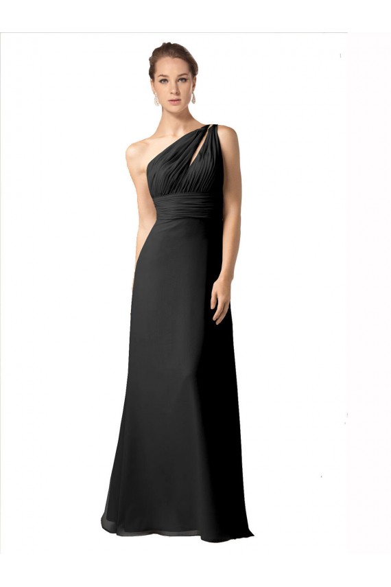 Outlet Noir Trapèze Mousseline Longue Robes demoiselle d'honneur