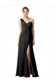 Outlet Noir Trapèze Mousseline Longue Robes demoiselle d'honneur