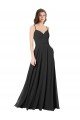 Outlet Noir Trapèze Mousseline Longue Robes demoiselle d'honneur