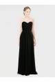 Outlet Noir Trapèze Sans bretelle Mousseline Dentelle Longue Robes demoiselle d'honneur