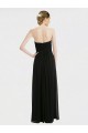 Outlet Noir Trapèze Sans bretelle Mousseline Dentelle Longue Robes demoiselle d'honneur