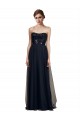 Outlet Noir Trapèze Sans bretelle Tulle Longue Robes demoiselle d'honneur