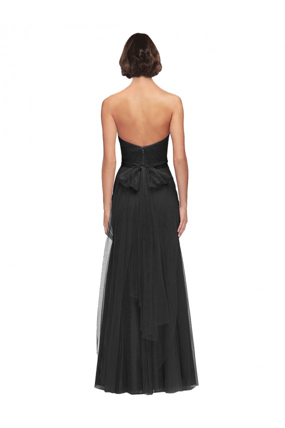 Outlet Noir Trapèze Tulle Longue Robes demoiselle d'honneur