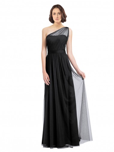Outlet Noir Trapèze Tulle Longue Robes demoiselle d'honneur