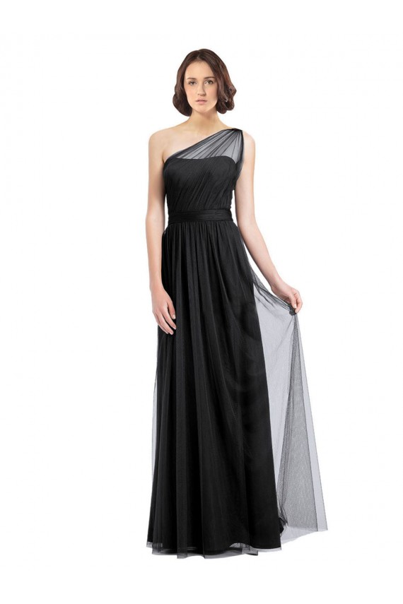 Outlet Noir Trapèze Tulle Longue Robes demoiselle d'honneur