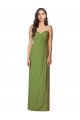 Outlet Olive verte Trompette Sans bretelle Mousseline Longue Robes demoiselle d'honneur