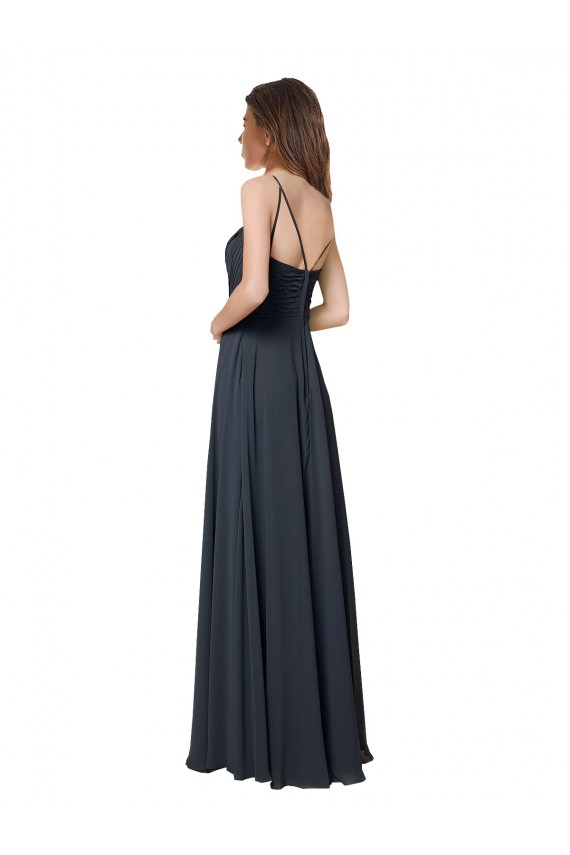 Outlet Pastèque Trapèze Col V Mousseline Longue Robes demoiselle d'honneur