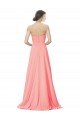 Outlet Peach Trapèze Sans bretelle Mousseline Longue Robes demoiselle d'honneur