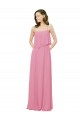 Outlet Peau Rose Trapèze Bretelles spaghetti Mousseline Longue Robes demoiselle d'honneur