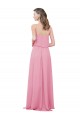 Outlet Peau Rose Trapèze Bretelles spaghetti Mousseline Longue Robes demoiselle d'honneur