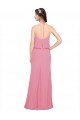 Outlet Peau Rose Trapèze Licou Col Haut Mousseline Longue Robes demoiselle d'honneur