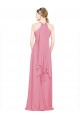 Outlet Peau Rose Trapèze Licou Col V Mousseline Longue Robes demoiselle d'honneur