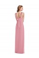 Outlet Peau Rose Trapèze Licou Mousseline Longue Robes demoiselle d'honneur