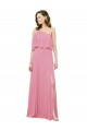 Outlet Peau Rose Trapèze Mousseline Longue Robes demoiselle d'honneur