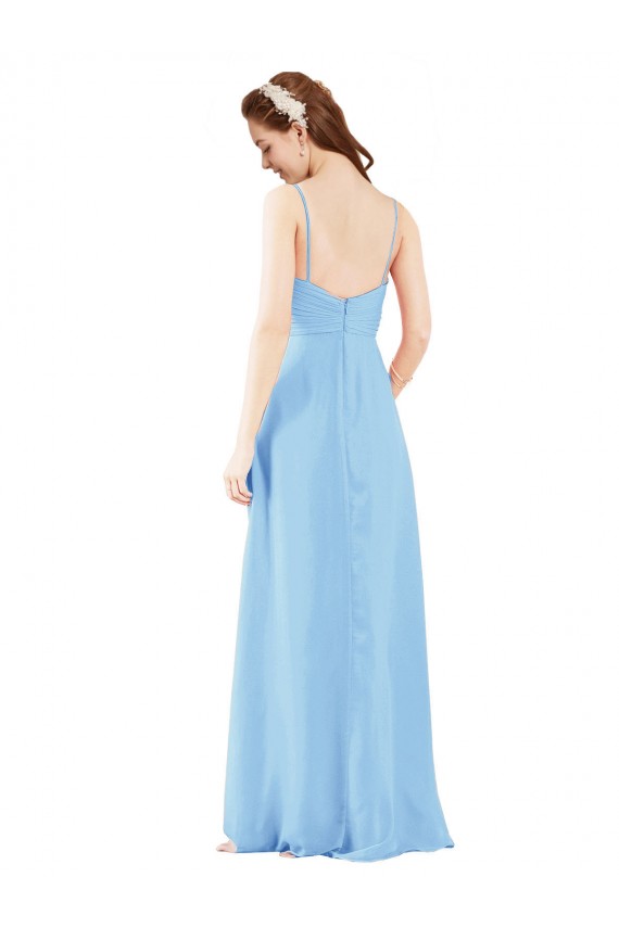 Outlet Periwinkle Fourreau Col V Mousseline Longue Robes demoiselle d'honneur