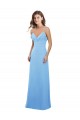 Outlet Periwinkle Trapèze Bretelles spaghetti Mousseline Longue Robes demoiselle d'honneur