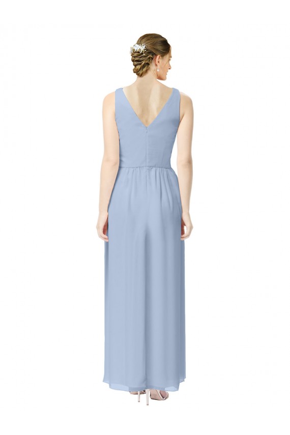 Outlet Periwinkle Trapèze Col V Mousseline Longue Robes demoiselle d'honneur