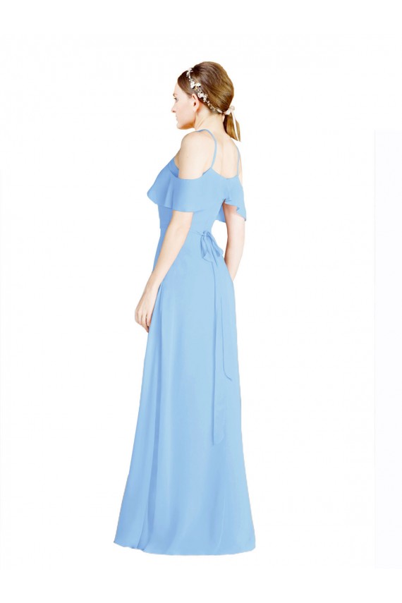 Outlet Periwinkle Trapèze Licou Mousseline Longue Robes demoiselle d'honneur