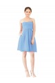 Outlet Periwinkle Trapèze Sans bretelle Mousseline Courte Robes demoiselle d'honneur / Robes de cocktail