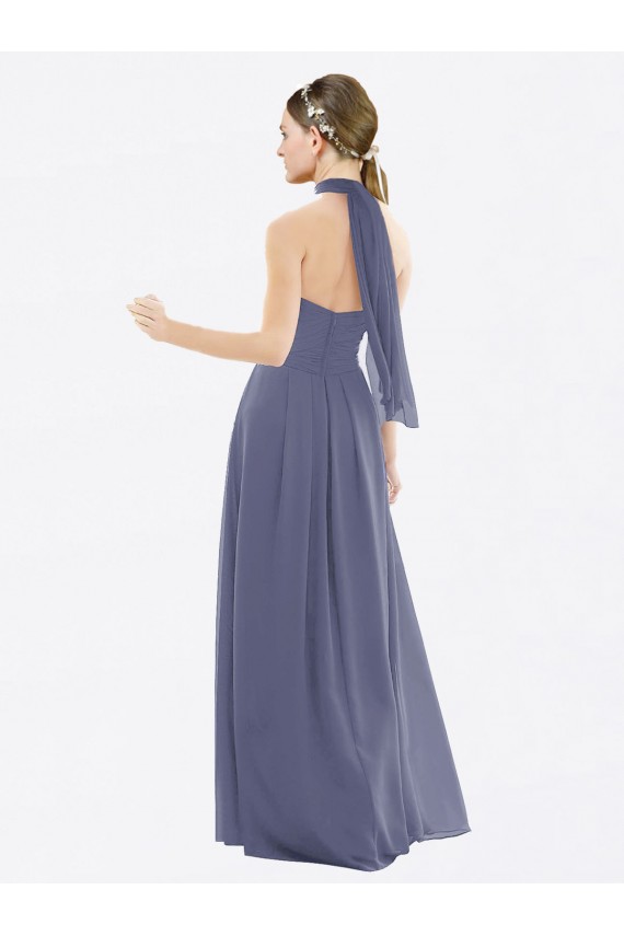 Outlet Pierre d'argent Trapèze Licou Mousseline Longue Robes demoiselle d'honneur