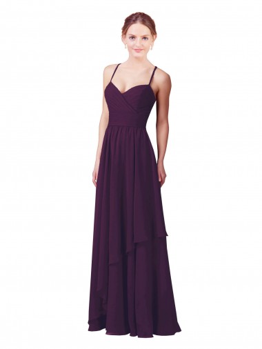 Outlet Pourpre Fourreau Mousseline Longue Robes demoiselle d'honneur
