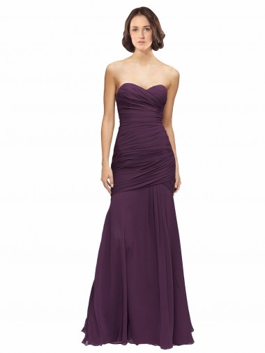 Outlet Pourpre Sirène Mousseline Longue Robes demoiselle d'honneur