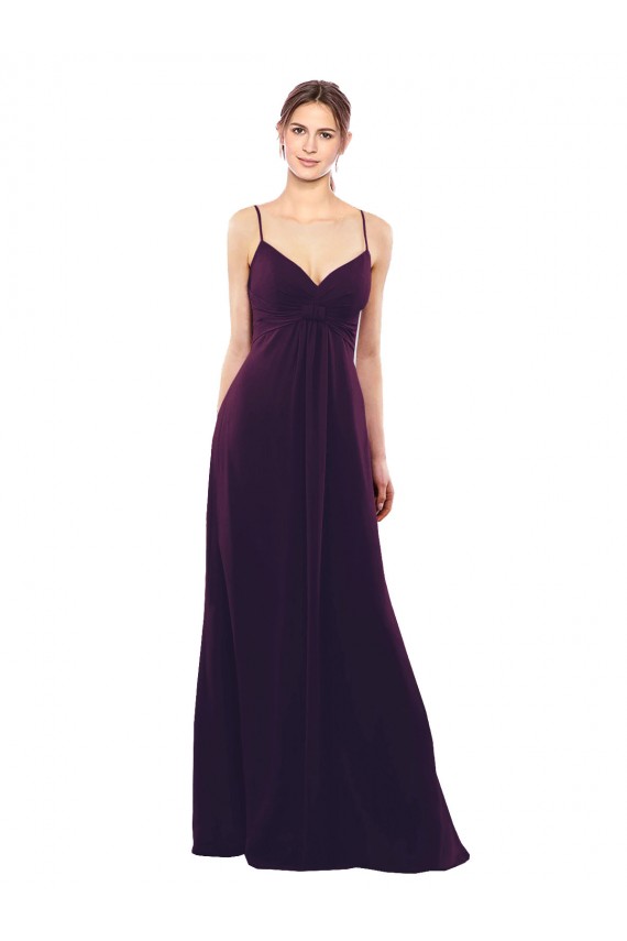 Outlet Pourpre Trapèze Bretelles spaghetti Mousseline Longue Robes demoiselle d'honneur
