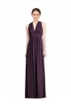 Outlet Pourpre Trapèze Col V Mousseline Longue Robes demoiselle d'honneur