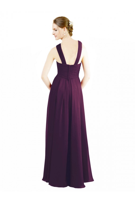 Outlet Pourpre Trapèze Licou Mousseline Longue Robes demoiselle d'honneur