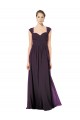 Outlet Pourpre Trapèze Mousseline Dentelle Longue Robes demoiselle d'honneur
