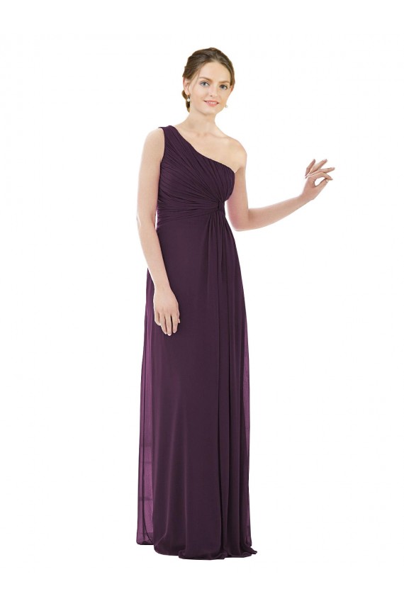 Outlet Pourpre Trapèze Mousseline Longue Robes demoiselle d'honneur