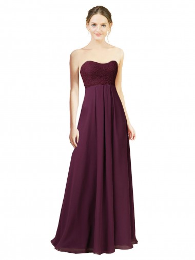 Outlet Pourpre Trapèze Mousseline Longue Robes demoiselle d'honneur