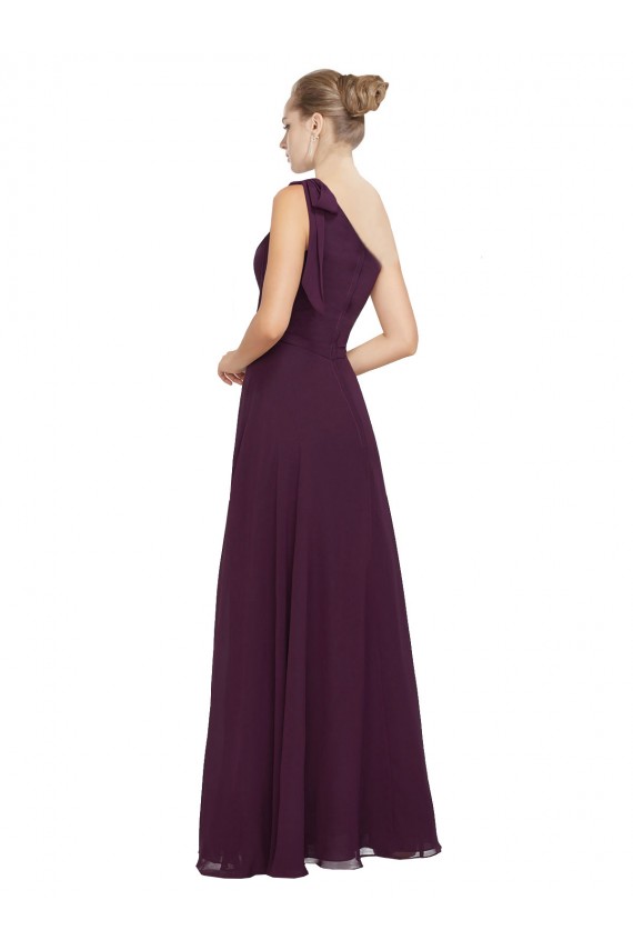 Outlet Pourpre Trapèze Mousseline Longue Robes demoiselle d'honneur