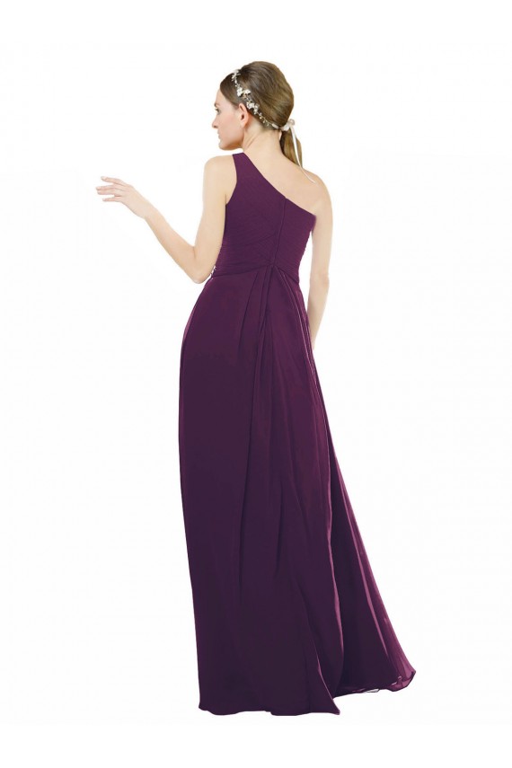 Outlet Pourpre Trapèze Mousseline Longue Robes demoiselle d'honneur