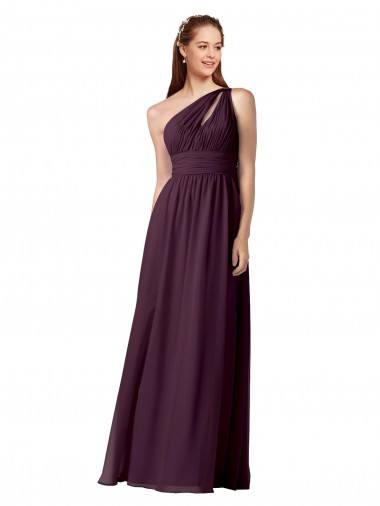 Outlet Pourpre Trapèze Mousseline Longue Robes demoiselle d'honneur