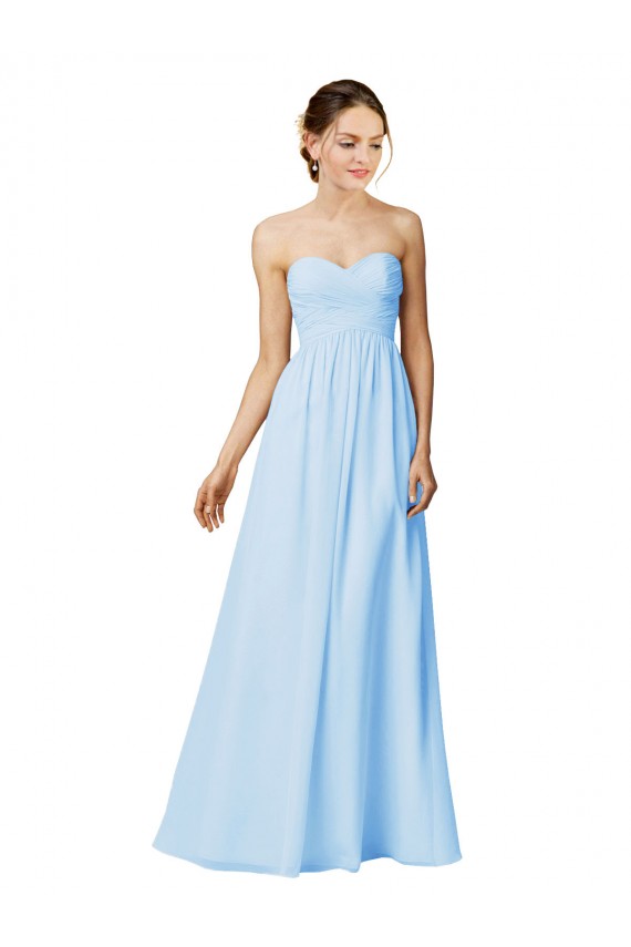 Outlet Pourpre Trapèze Sans bretelle Mousseline Longue Robes demoiselle d'honneur
