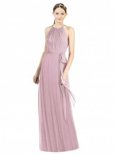 Outlet Primevère Trapèze Licou Mousseline Longue Robes demoiselle d'honneur
