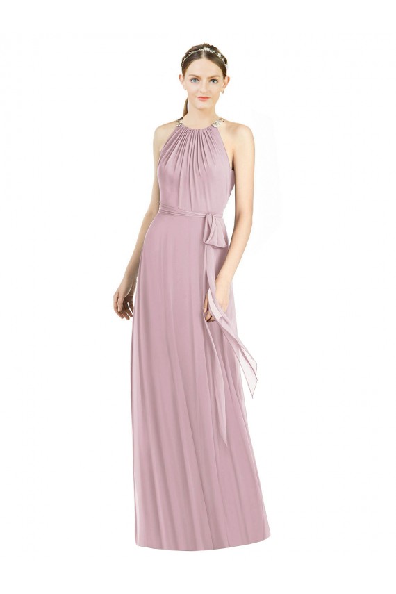 Outlet Primevère Trapèze Licou Mousseline Longue Robes demoiselle d'honneur