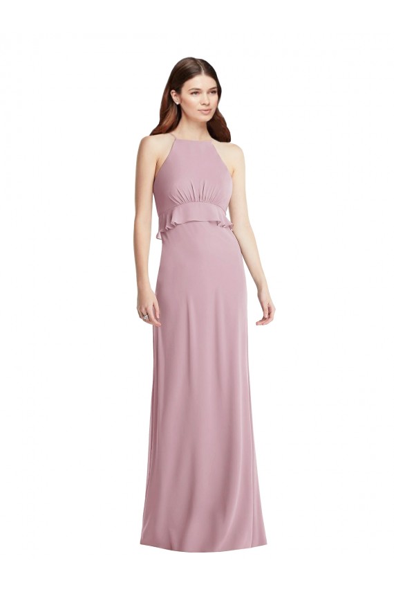 Outlet Primevère Trapèze Licou Mousseline Longue Robes demoiselle d'honneur