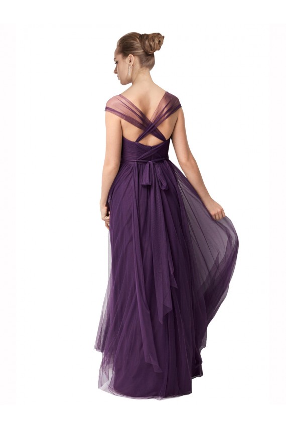 Outlet Prune Trapèze Tulle Longue Robes demoiselle d'honneur
