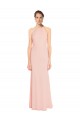 Outlet Rose 114 Trapèze Bretelles spaghetti Mousseline Longue Robes demoiselle d'honneur