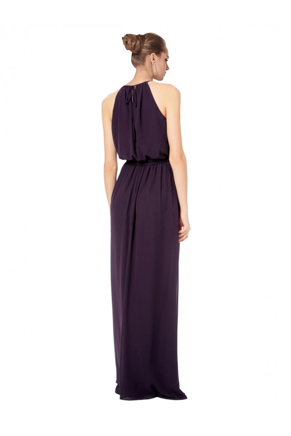 Outlet Rose 114 Trapèze Bretelles spaghetti Mousseline Longue Robes demoiselle d'honneur