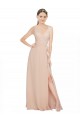 Outlet Rose 114 Trapèze Col V Mousseline Longue Robes demoiselle d'honneur