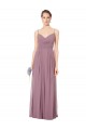 Outlet Rose 147 Trapèze Bretelles spaghetti Col V Mousseline Longue Robes demoiselle d'honneur