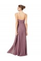 Outlet Rose 147 Trapèze Bretelles spaghetti Col V Mousseline Longue Robes demoiselle d'honneur
